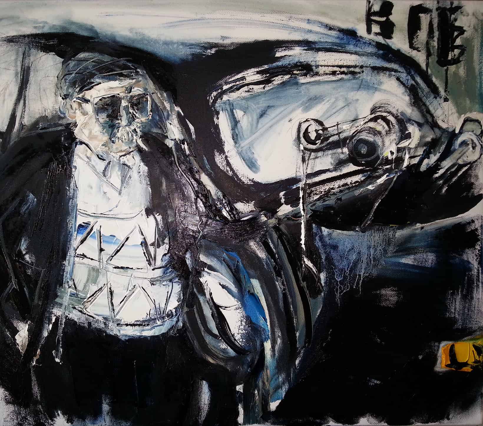 Black Taxi Man and Buggy Print -- Una O Grady Paintings