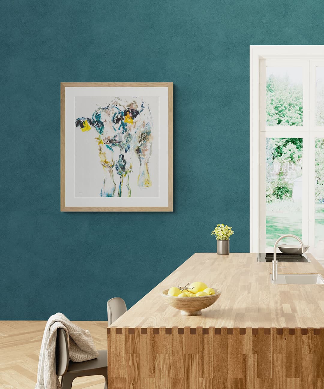 Bull Calf With The White Eyelashes hanging on kitchen wall - Una O Grady Paintings