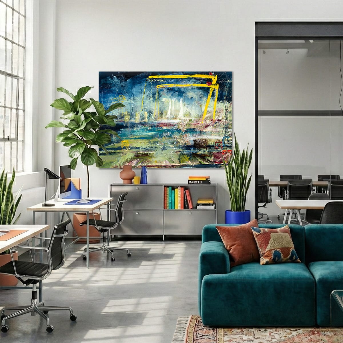 Docks Frequency Painting in Office - Una O Grady Paintings