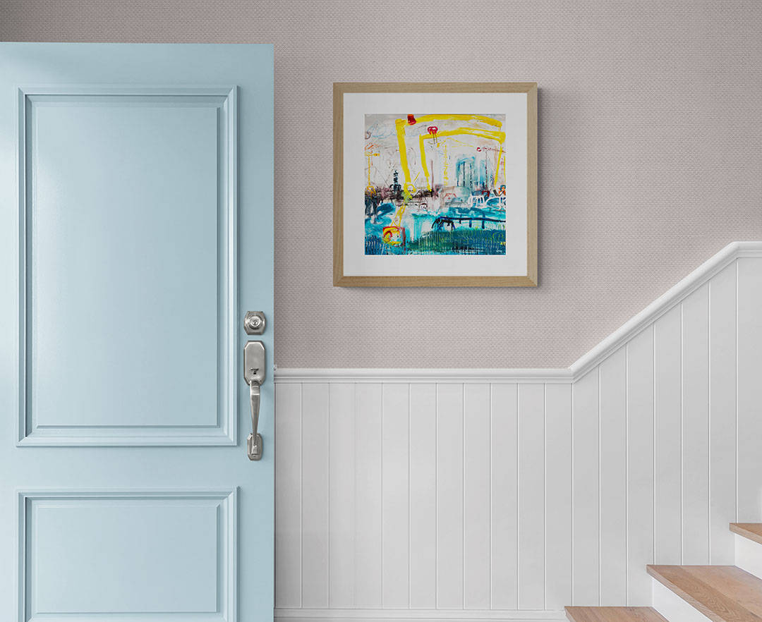 Layers of Duncrue painting hanging in entrance hall -- Una O Grady Paintings