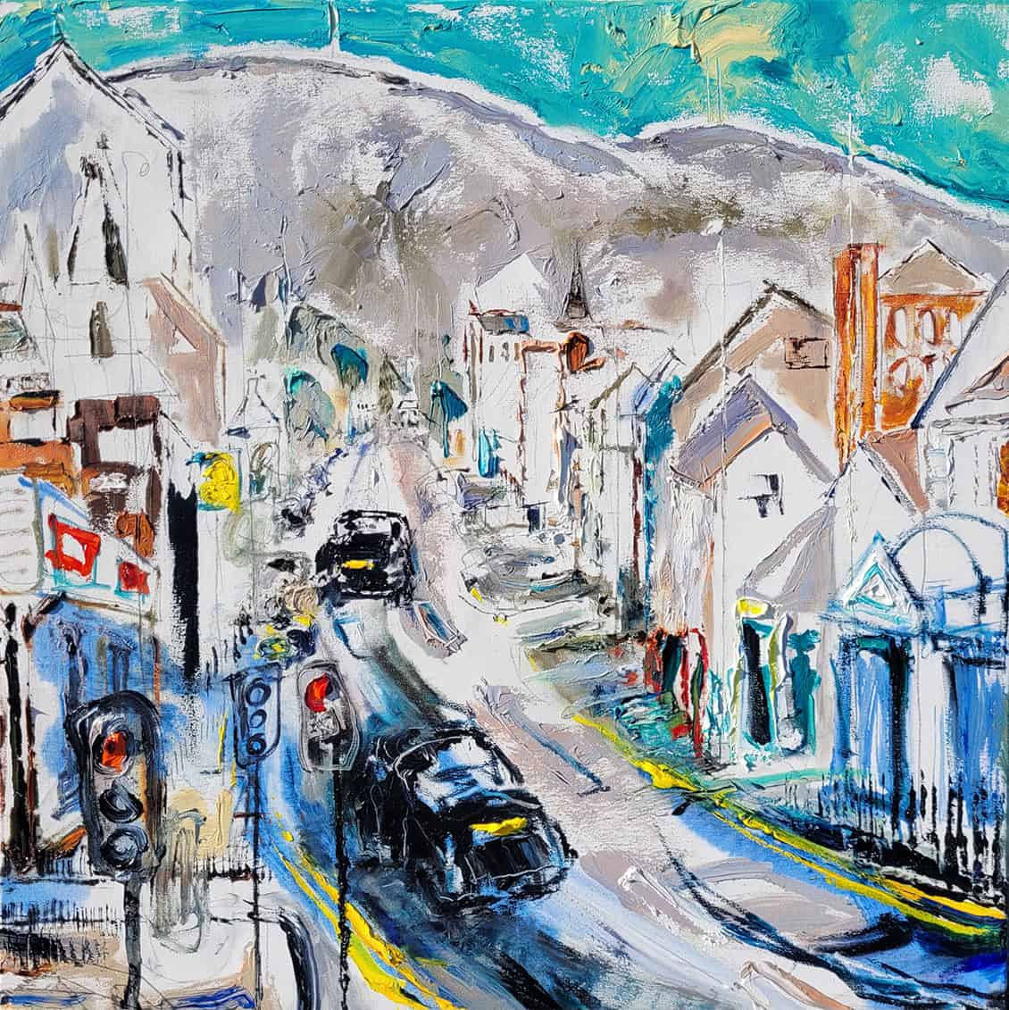 A Fine Art Painting of the Shankill Road called "Up The Shankill" by Una O Grady