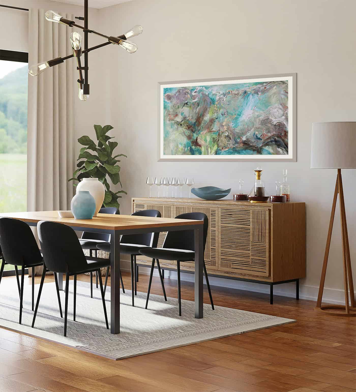 white bull framed in living room -- una o grady paintings